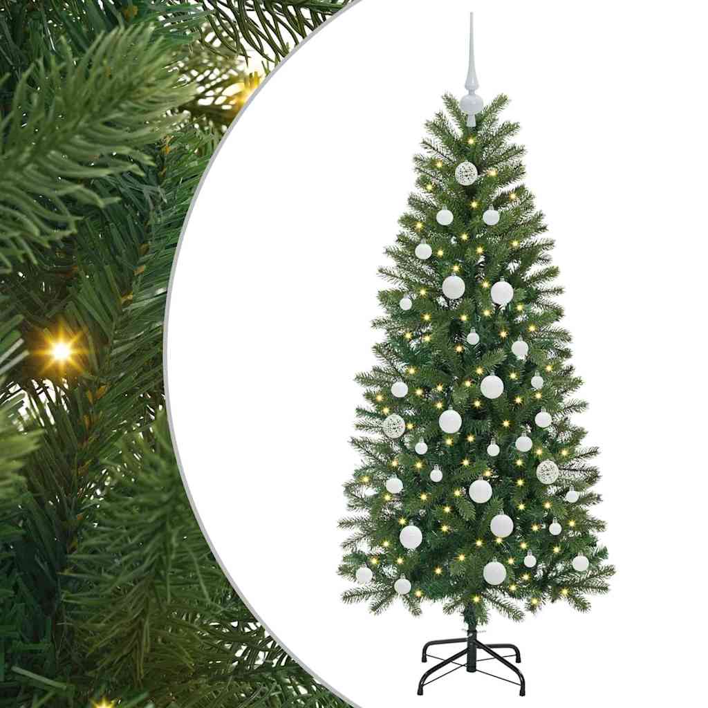 Kunstigt juletræ med 150 LED'er Grøn 150 cm PE og PVC