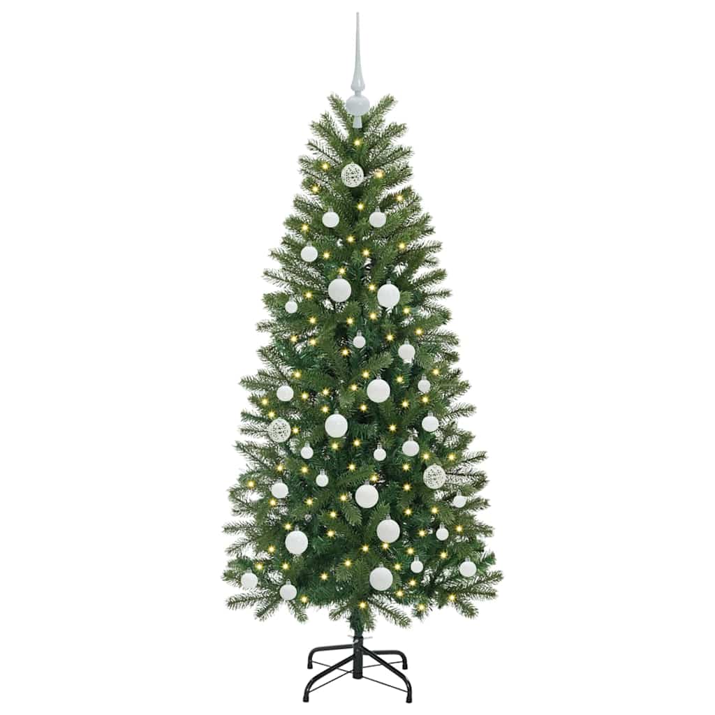 Kunstigt juletræ med 150 LED'er Grøn 150 cm PE og PVC