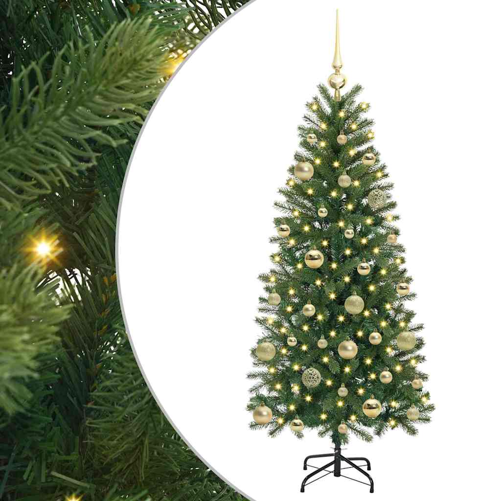 Kunstigt juletræ med 150 LED'er Grøn 150 cm PE og PVC