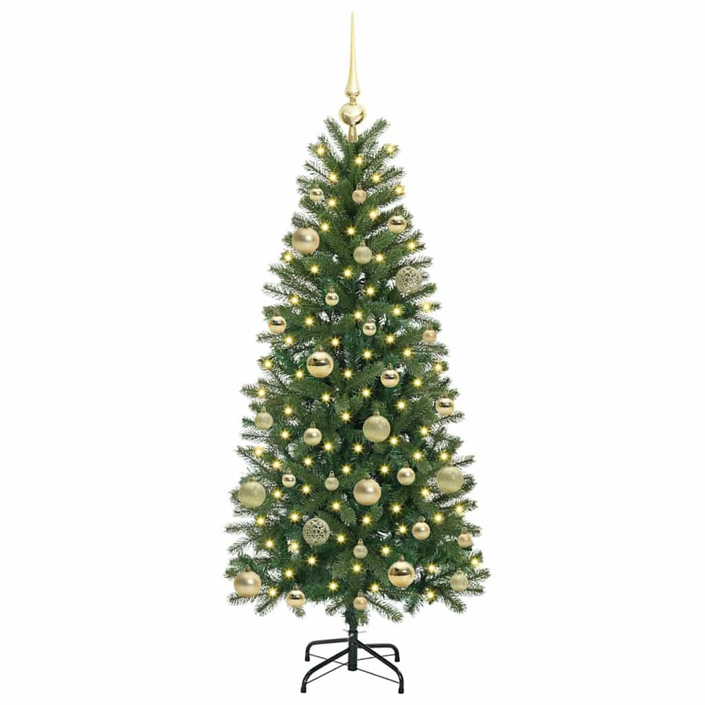Kunstigt juletræ med 150 LED'er Grøn 150 cm PE og PVC