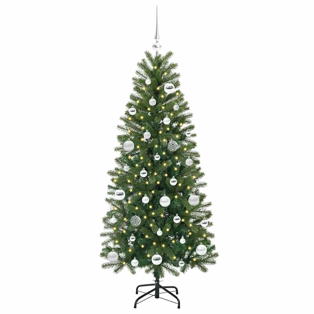 Kunstigt juletræ med 150 LED'er Grøn 150 cm PE og PVC