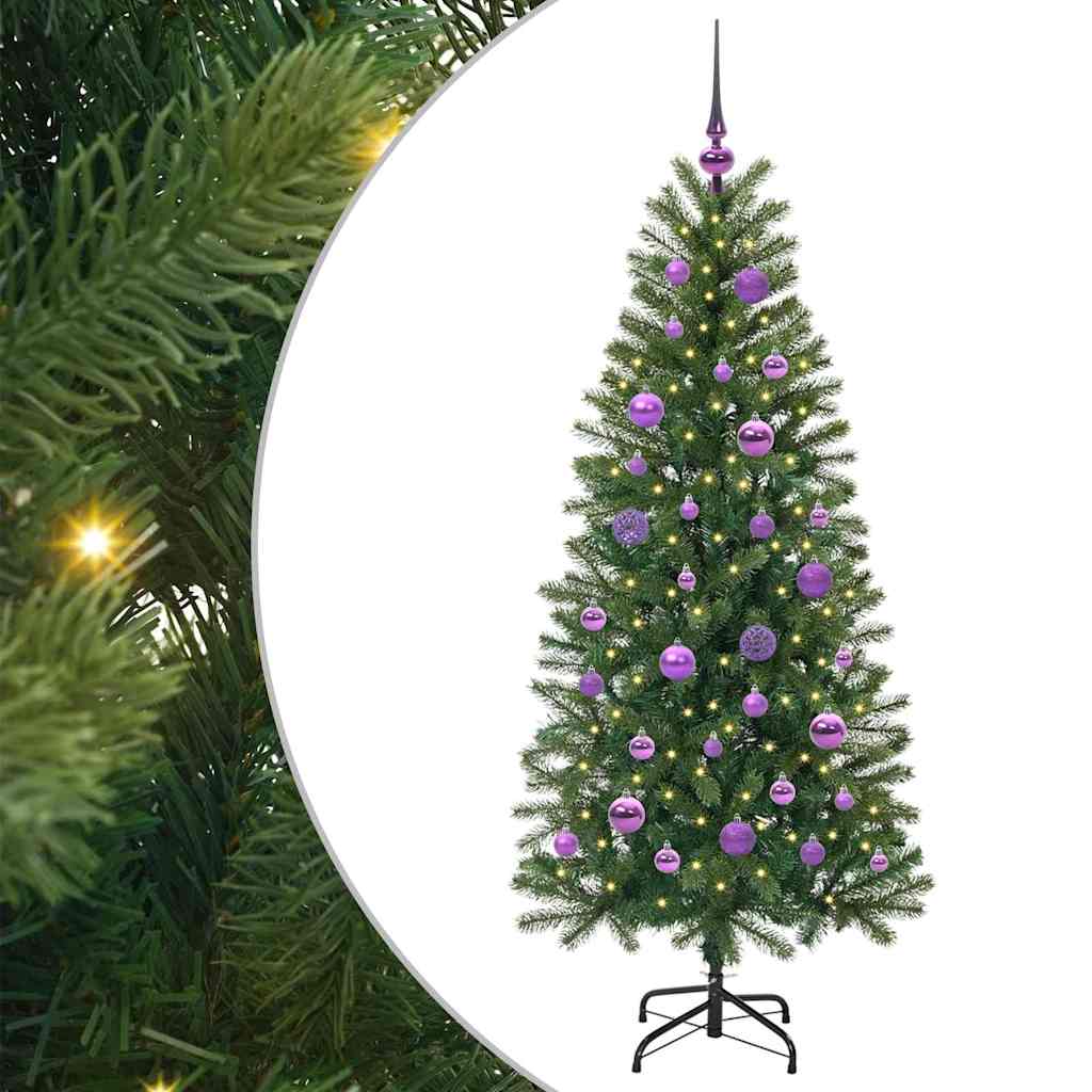 Kunstigt juletræ med 150 LED'er Grøn 150 cm PE og PVC