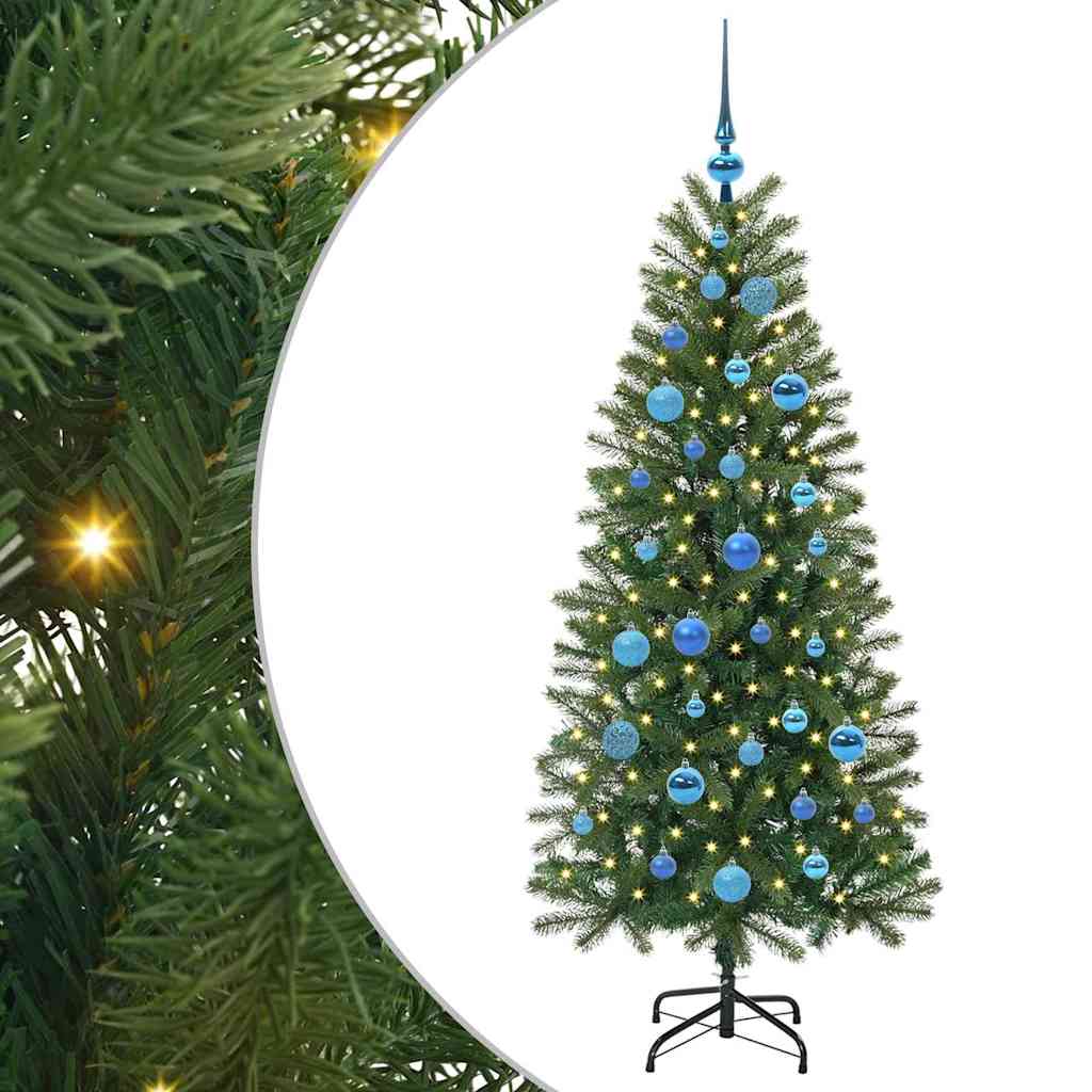 Kunstigt juletræ med 150 LED'er Grøn 150 cm PE og PVC