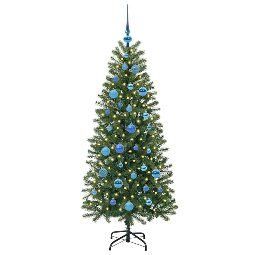 Kunstigt juletræ med 150 LED'er Grøn 150 cm PE og PVC