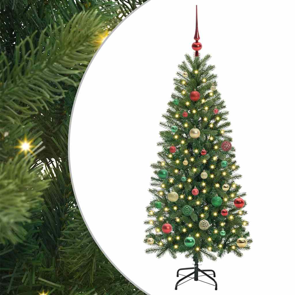 Kunstigt juletræ med 150 LED'er Grøn 150 cm PE og PVC