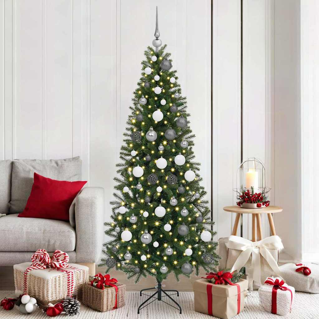 Kunstigt juletræ med 300 LED'er Grøn 180 cm PE og PVC