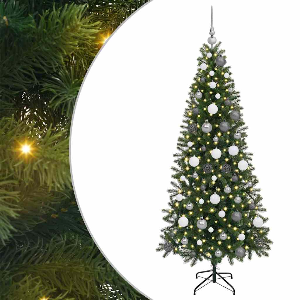 Kunstigt juletræ med 300 LED'er Grøn 180 cm PE og PVC