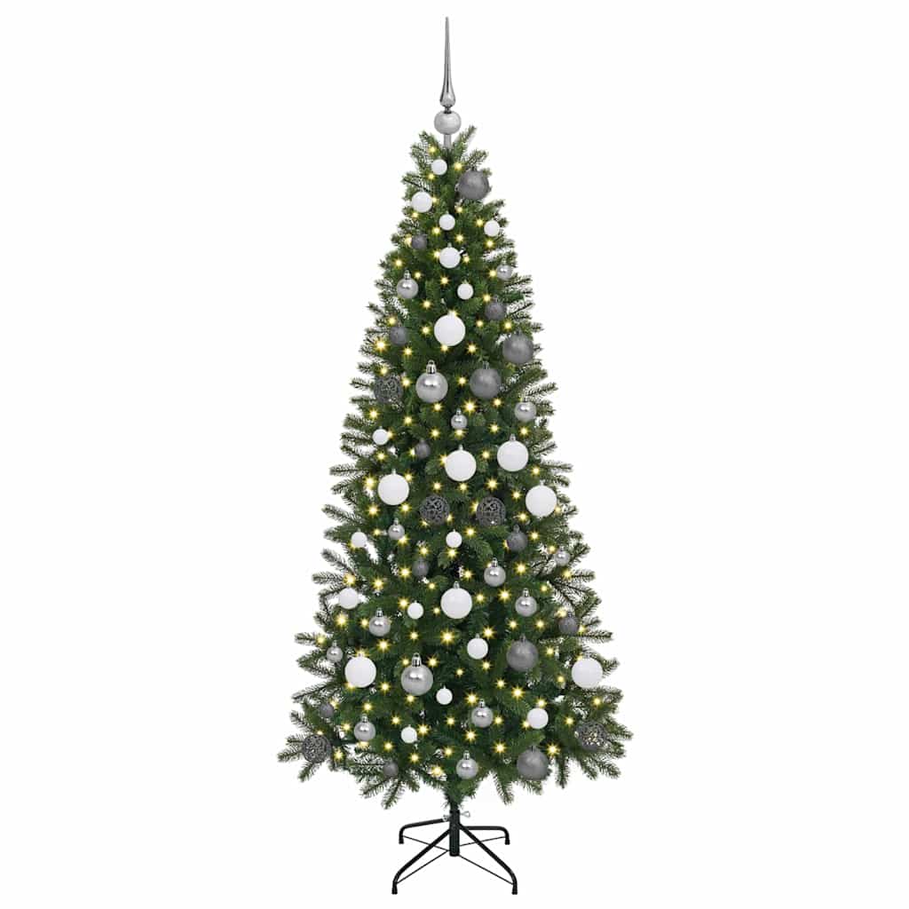 Kunstigt juletræ med 300 LED'er Grøn 180 cm PE og PVC