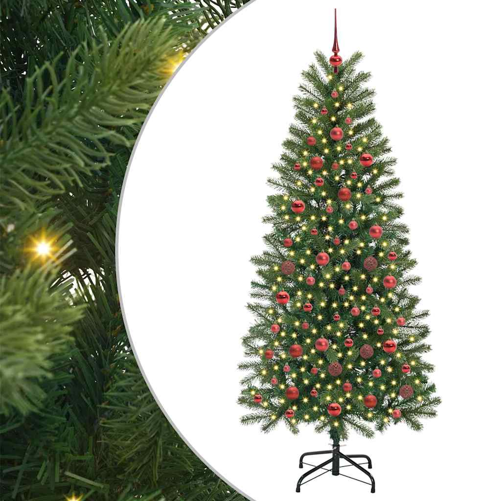 Kunstigt juletræ med 300 LED'er Grøn 180 cm PE og PVC