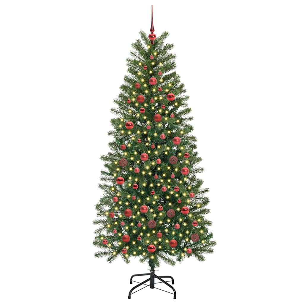 Kunstigt juletræ med 300 LED'er Grøn 180 cm PE og PVC
