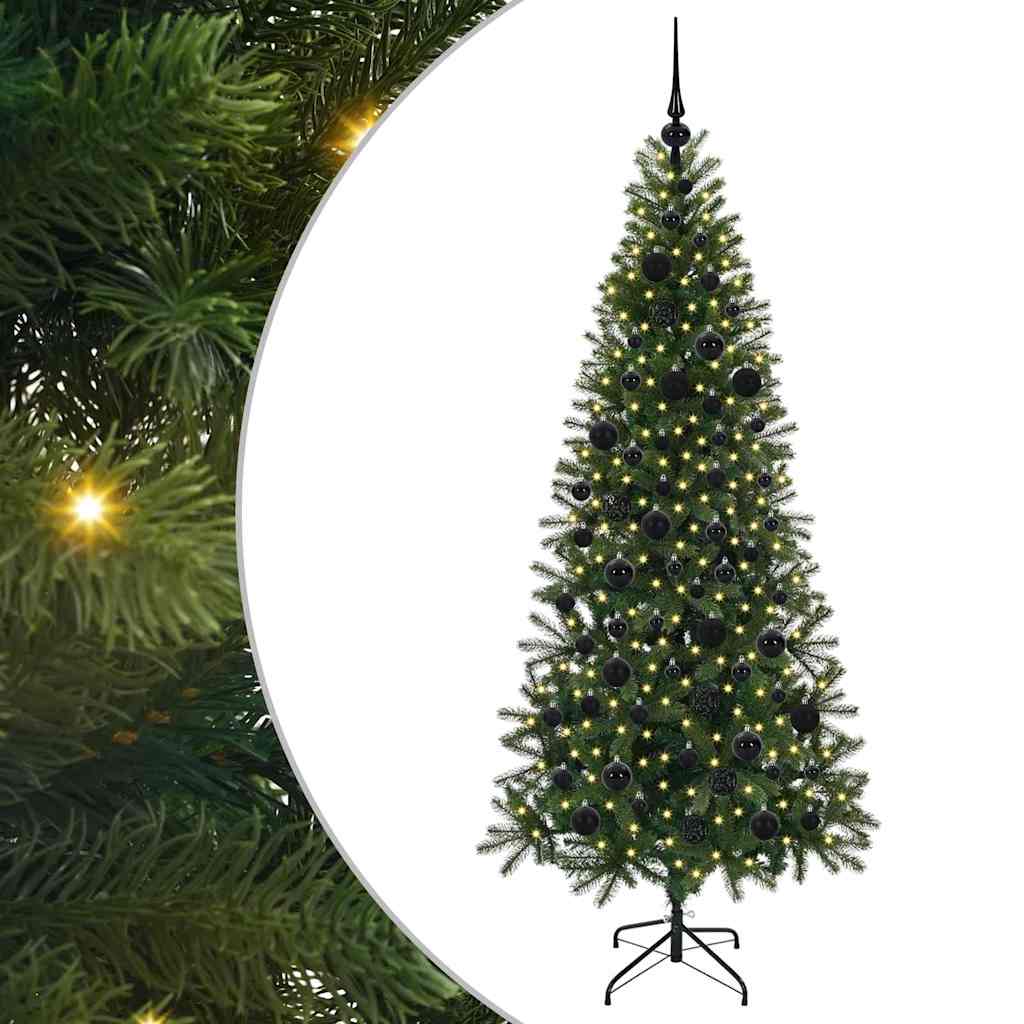 Kunstigt juletræ med 300 LED'er Grøn 180 cm PE og PVC