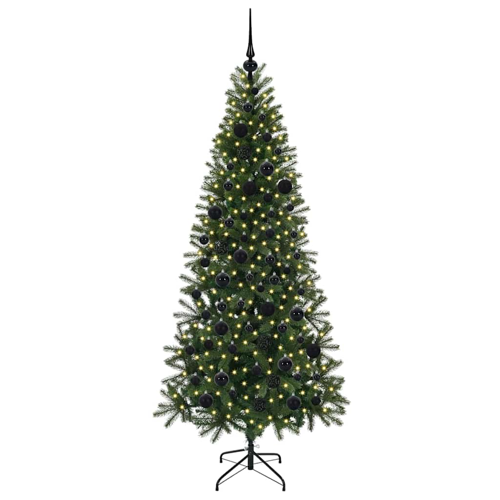 Kunstigt juletræ med 300 LED'er Grøn 180 cm PE og PVC