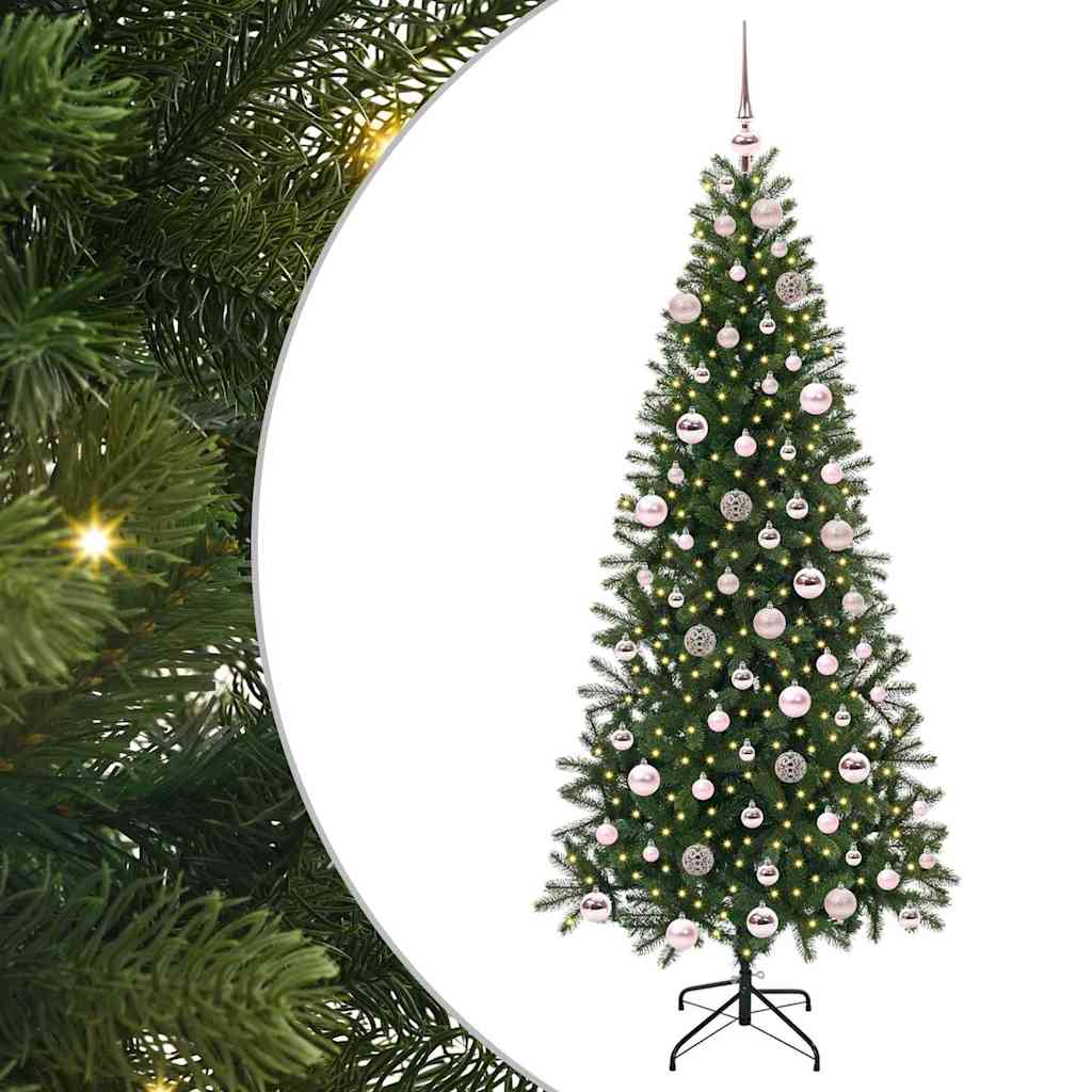 Kunstigt juletræ med 300 LED'er Grøn 180 cm PE og PVC