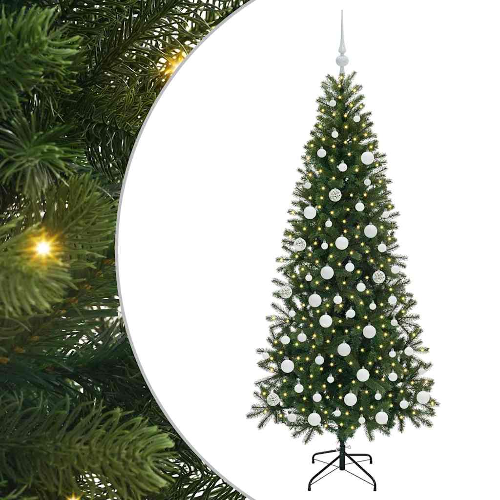 Kunstigt juletræ med 300 LED'er Grøn 180 cm PE og PVC