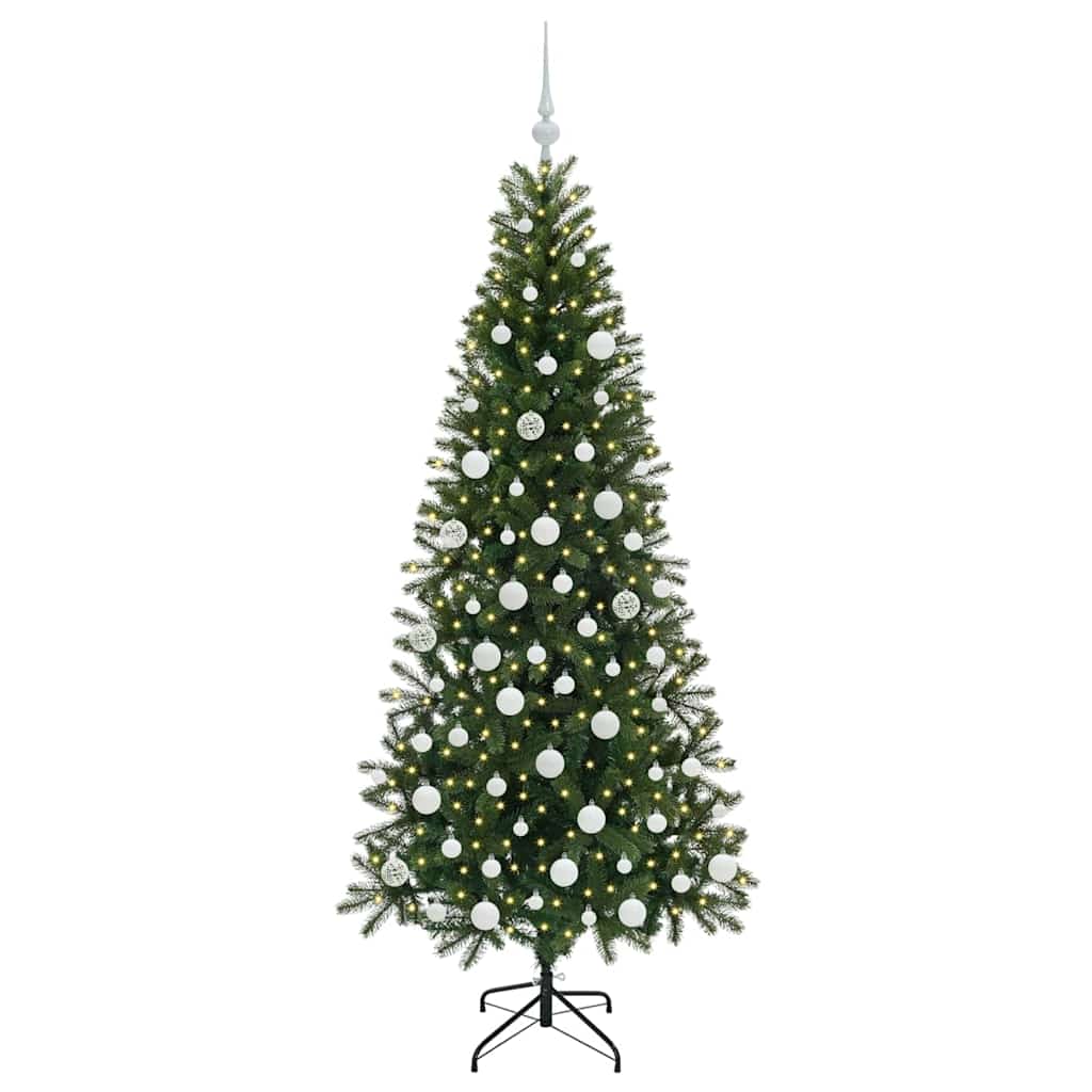 Kunstigt juletræ med 300 LED'er Grøn 180 cm PE og PVC