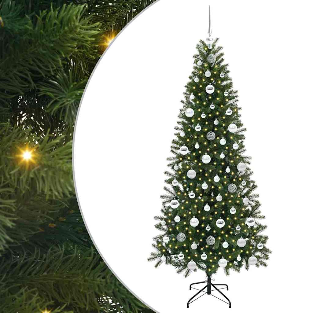 Kunstigt juletræ med 300 LED'er Grøn 180 cm PE og PVC