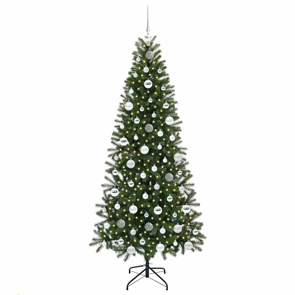 Kunstigt juletræ med 300 LED'er Grøn 180 cm PE og PVC