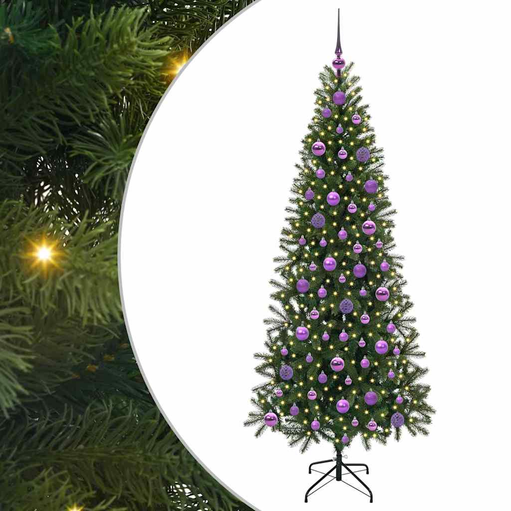 Kunstigt juletræ med 300 LED'er Grøn 180 cm PE og PVC