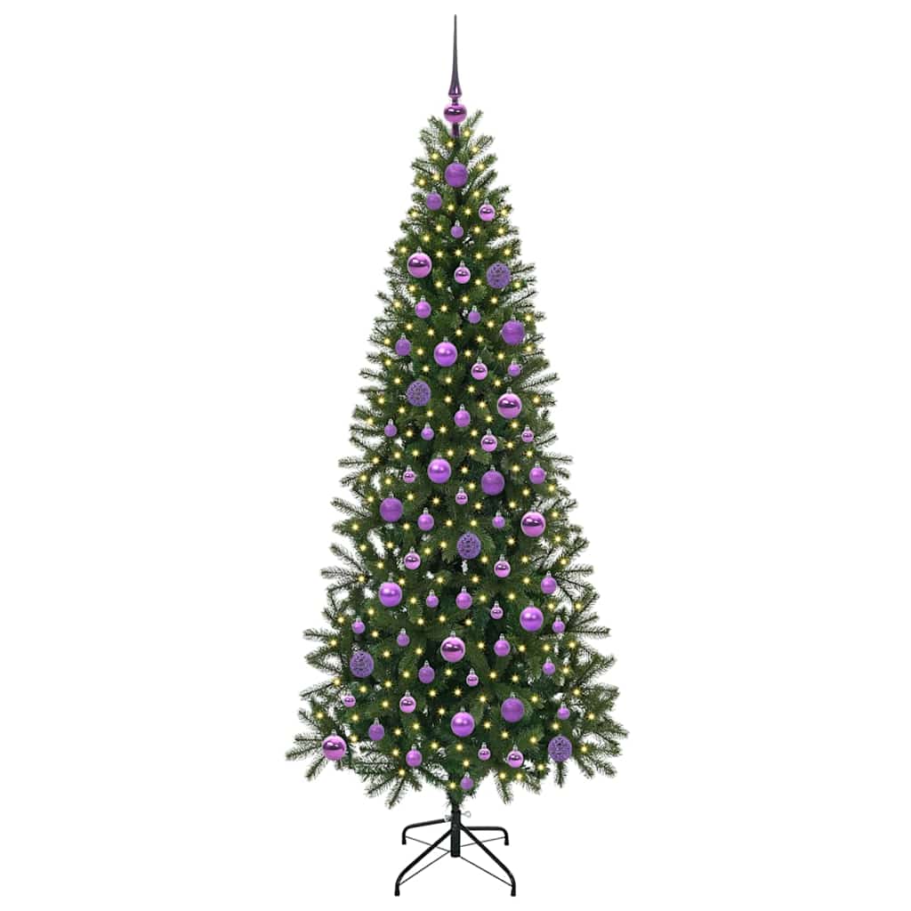 Kunstigt juletræ med 300 LED'er Grøn 180 cm PE og PVC