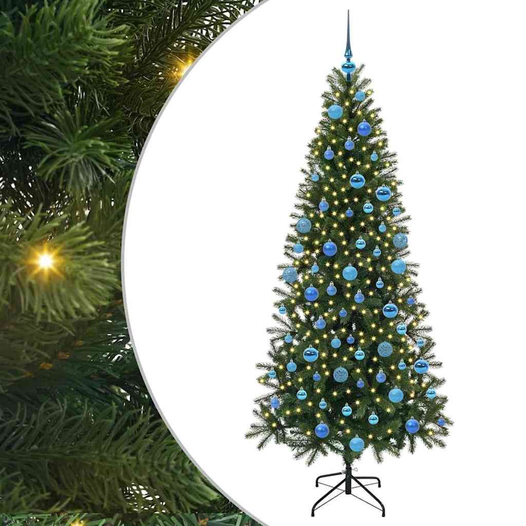 Kunstigt juletræ med 300 LED'er Grøn 180 cm PE og PVC