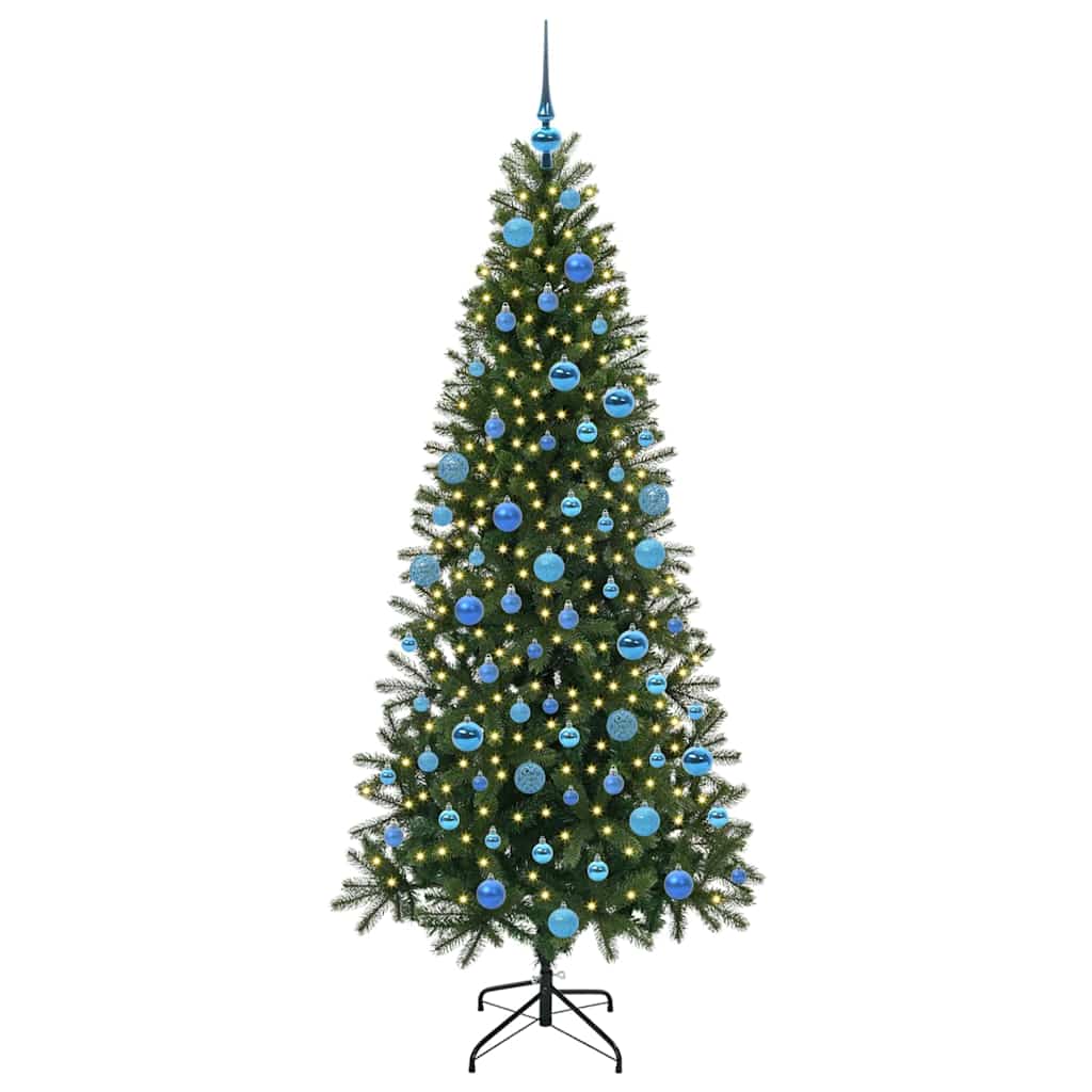 Kunstigt juletræ med 300 LED'er Grøn 180 cm PE og PVC