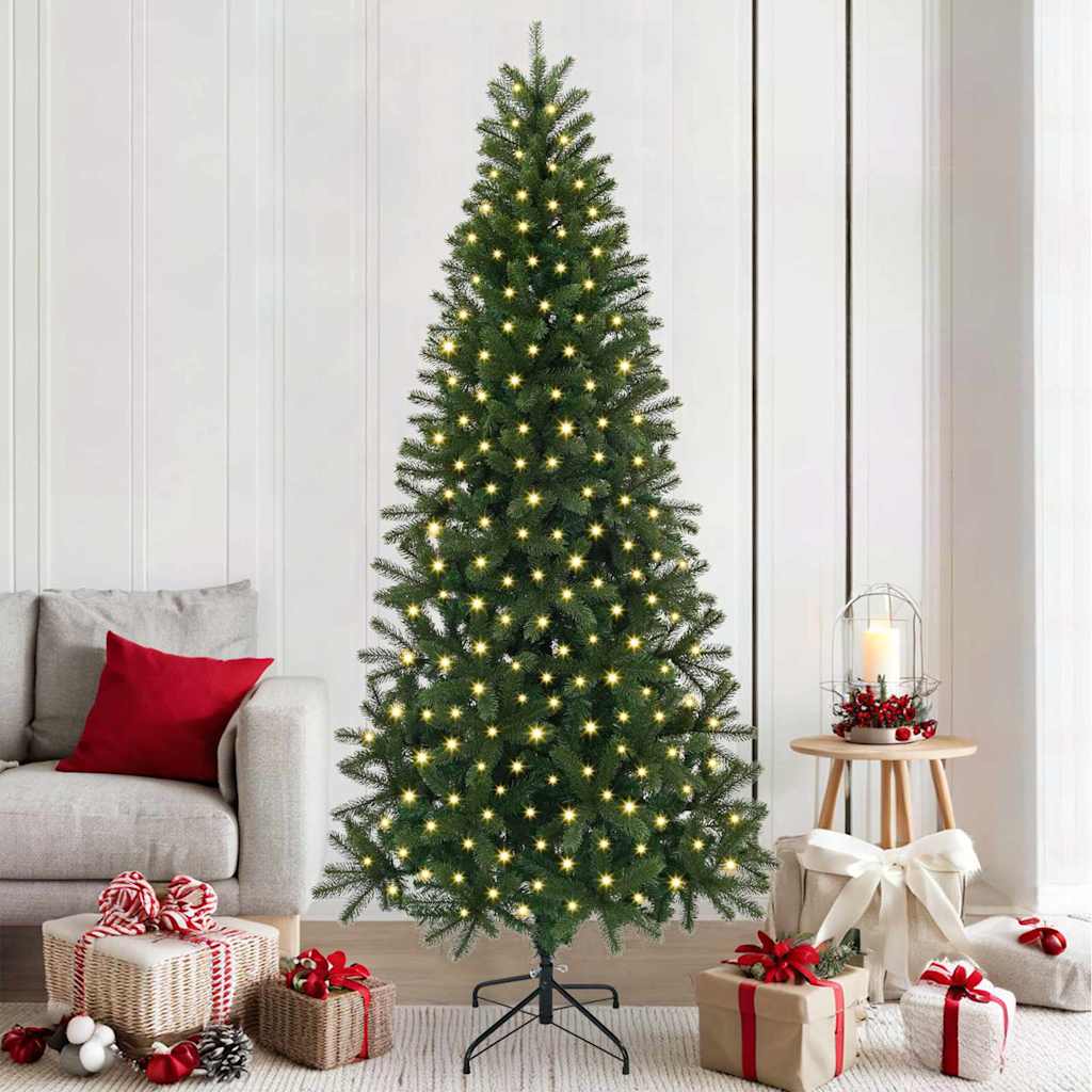 Kunstigt juletræ med 300 LED'er Grøn 210 cm PE og PVC