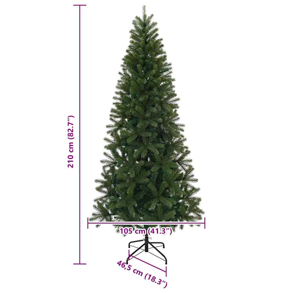 Kunstigt juletræ med 300 LED'er Grøn 210 cm PE og PVC