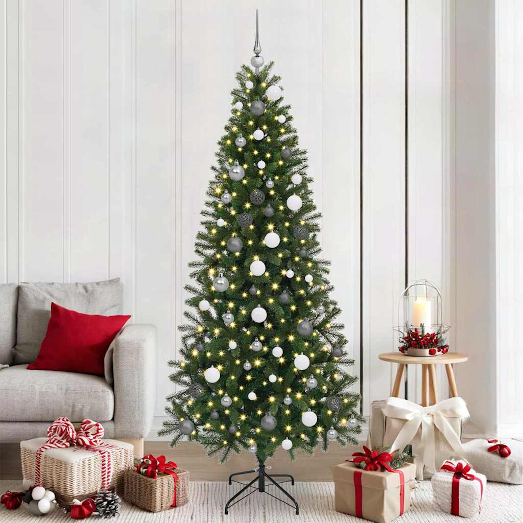 Kunstigt juletræ med 300 LED'er Grøn 210 cm PE og PVC