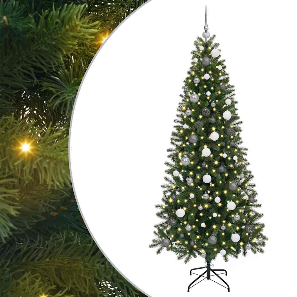 Kunstigt juletræ med 300 LED'er Grøn 210 cm PE og PVC