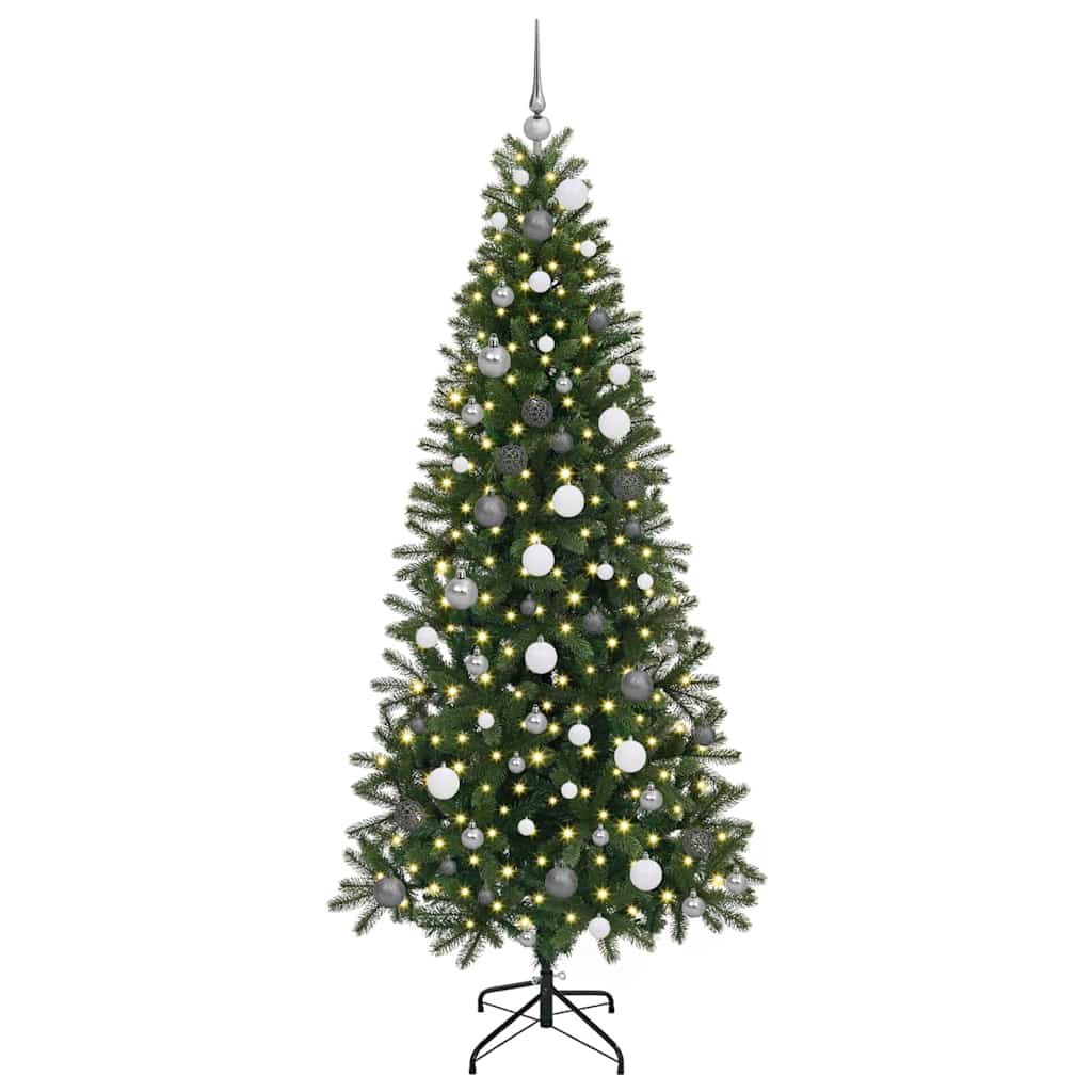 Kunstigt juletræ med 300 LED'er Grøn 210 cm PE og PVC