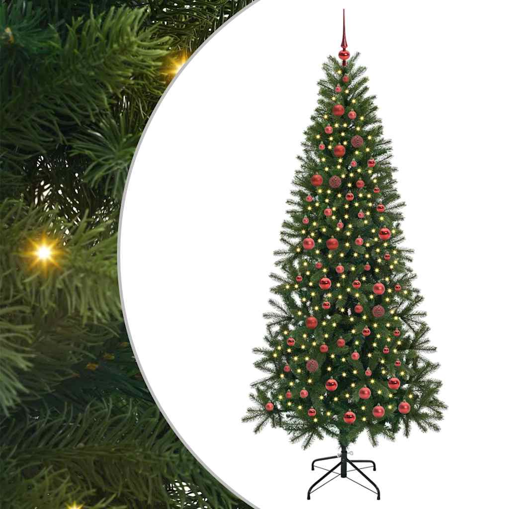 Kunstigt juletræ med 300 LED'er Grøn 210 cm PE og PVC