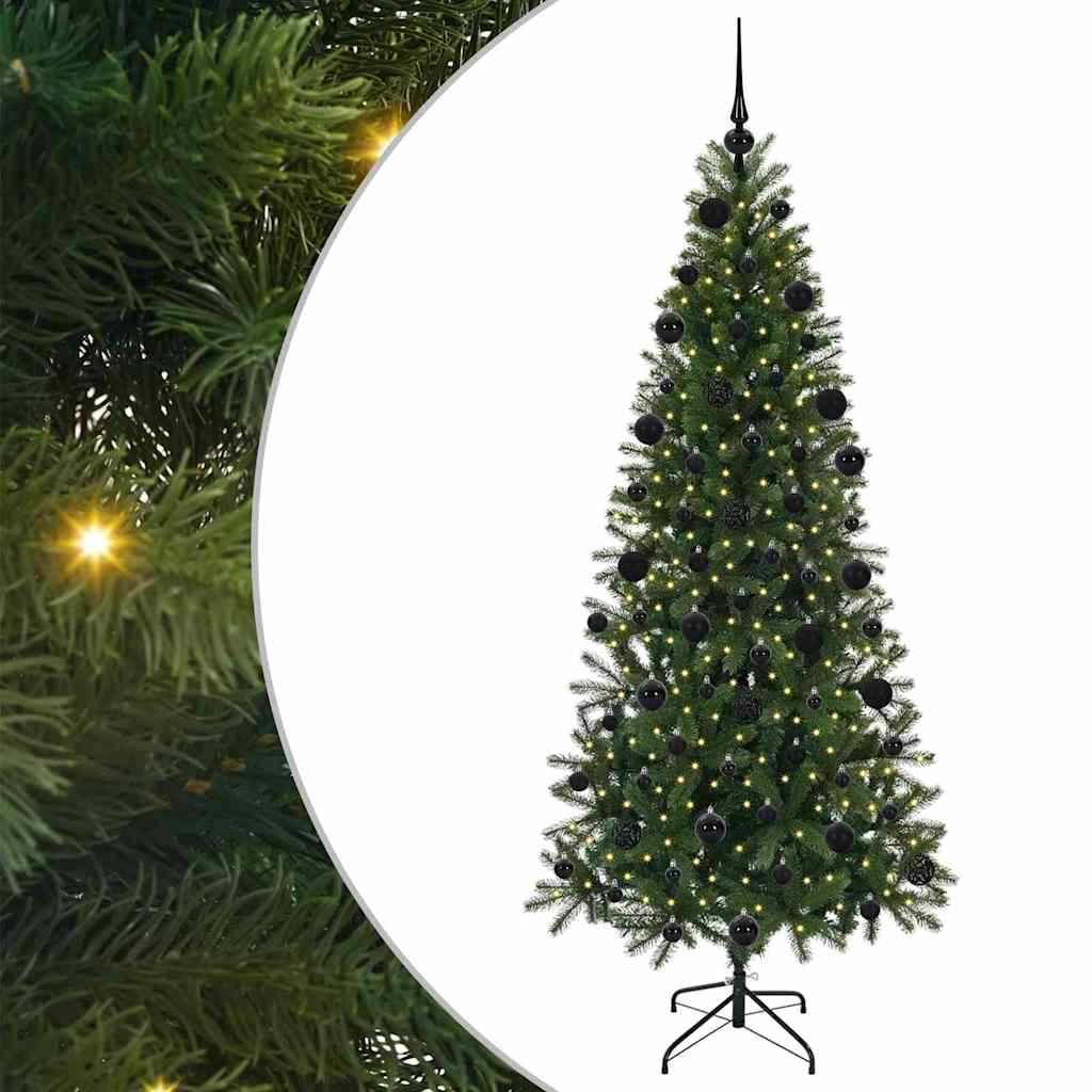 Kunstigt juletræ med 300 LED'er Grøn 210 cm PE og PVC
