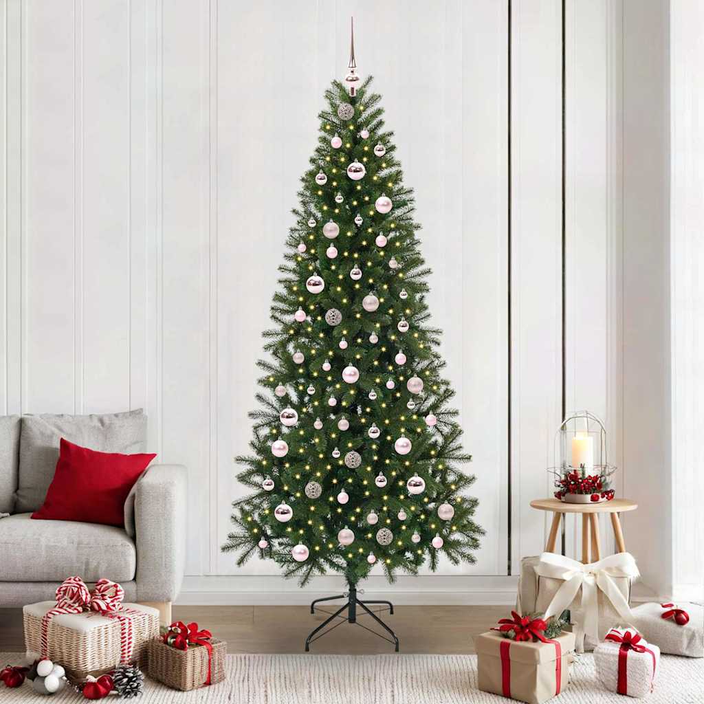 Kunstigt juletræ med 300 LED'er Grøn 210 cm PE og PVC