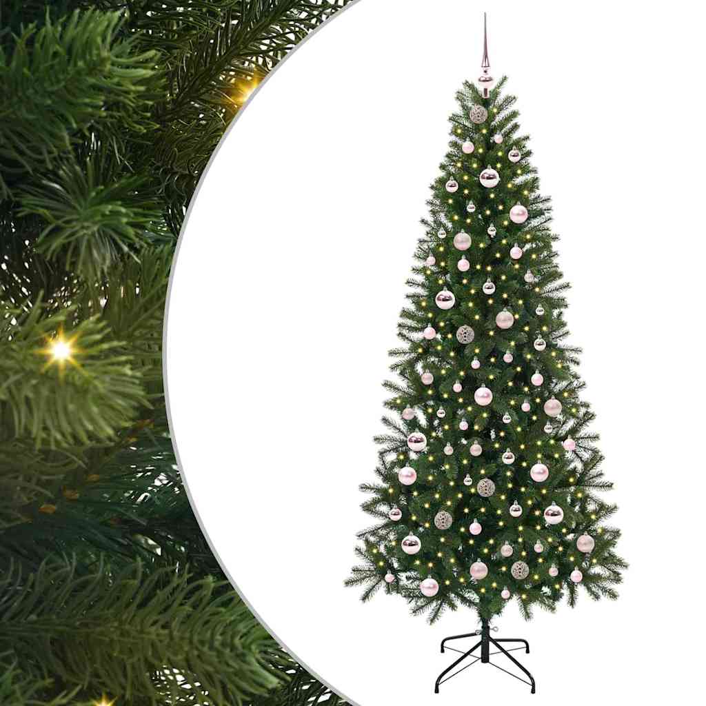 Kunstigt juletræ med 300 LED'er Grøn 210 cm PE og PVC