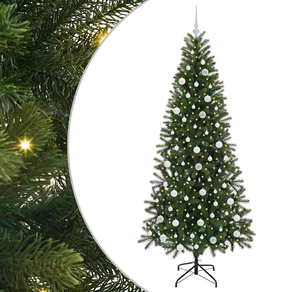 Kunstigt juletræ med 300 LED'er Grøn 210 cm PE og PVC