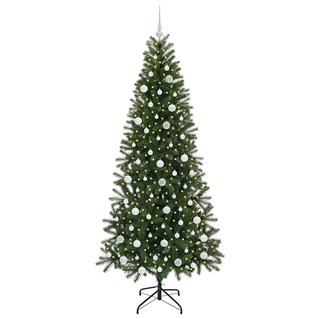 Kunstigt juletræ med 300 LED'er Grøn 210 cm PE og PVC
