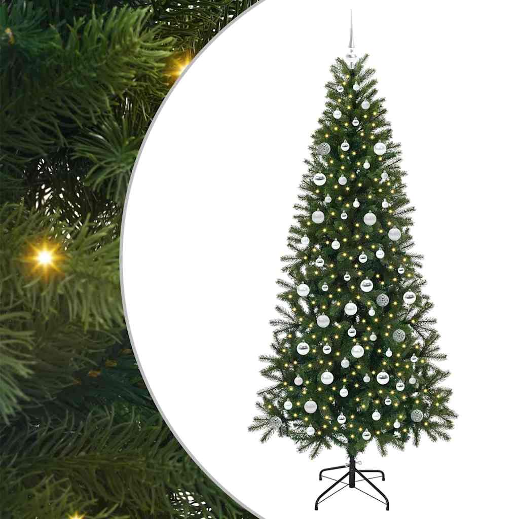 Kunstigt juletræ med 300 LED'er Grøn 210 cm PE og PVC