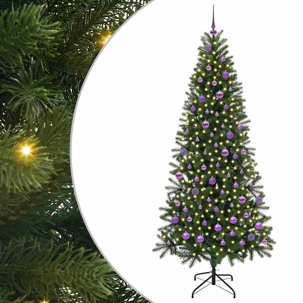 Kunstigt juletræ med 300 LED'er Grøn 210 cm PE og PVC