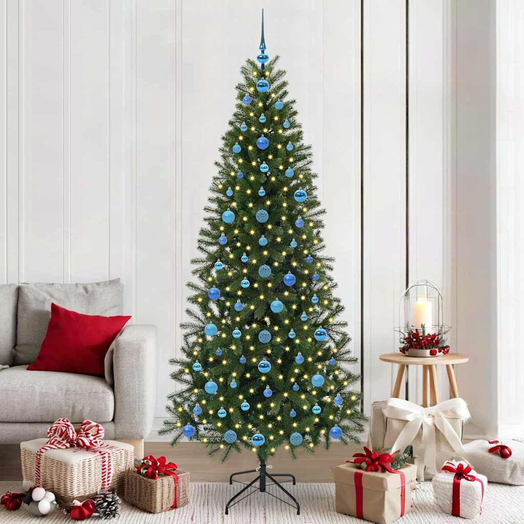 Kunstigt juletræ med 300 LED'er Grøn 210 cm PE og PVC