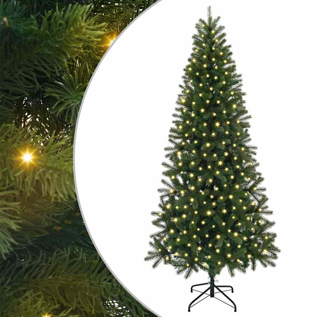 Kunstigt juletræ med 300 LED'er Grøn 240 cm PE og PVC
