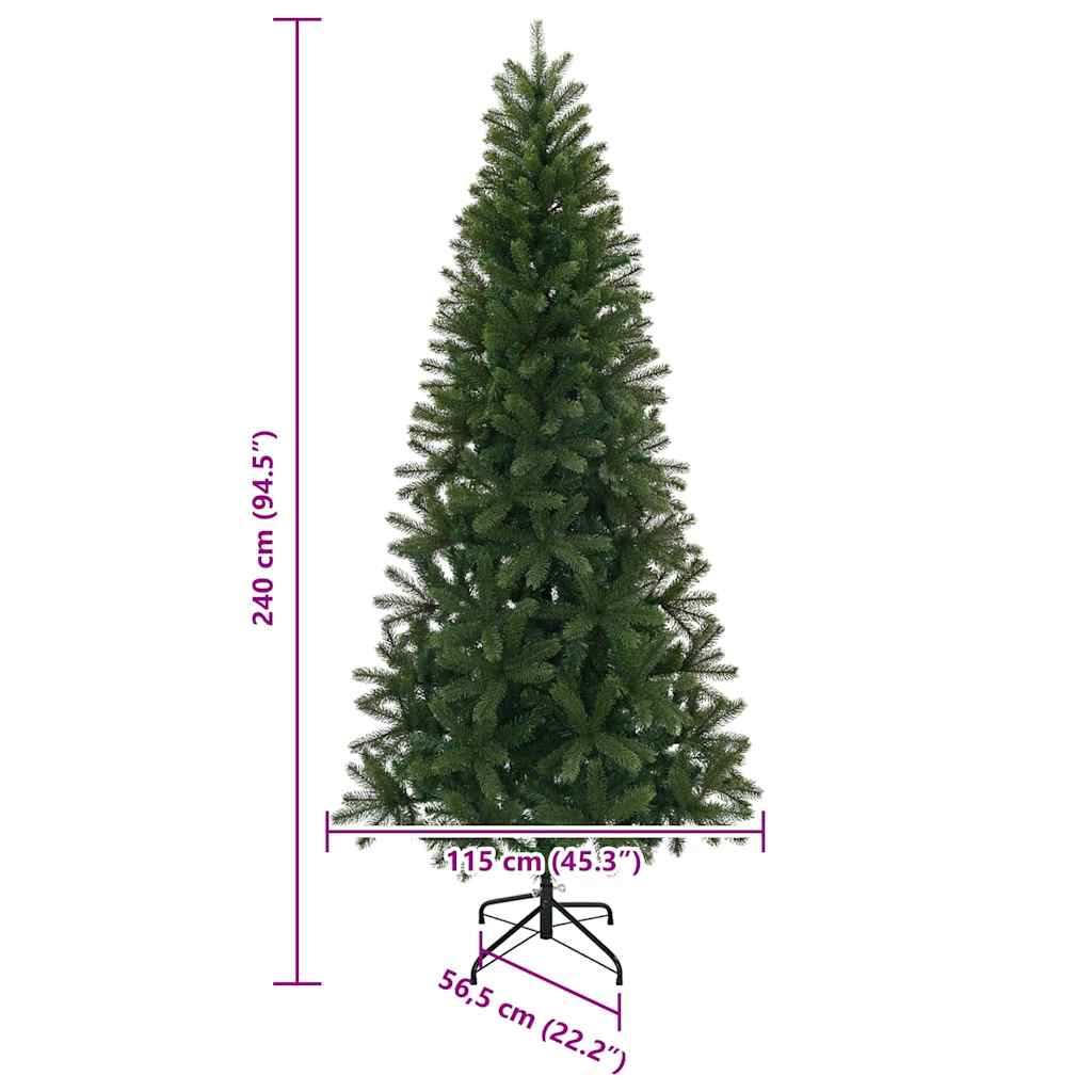 Kunstigt juletræ med 300 LED'er Grøn 240 cm PE og PVC