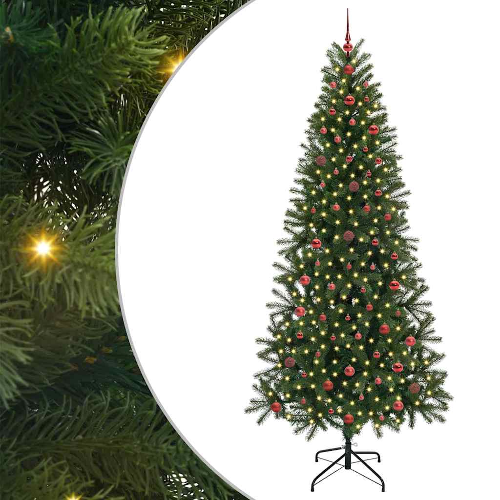 Kunstigt juletræ med 300 LED'er Grøn 240 cm PE og PVC