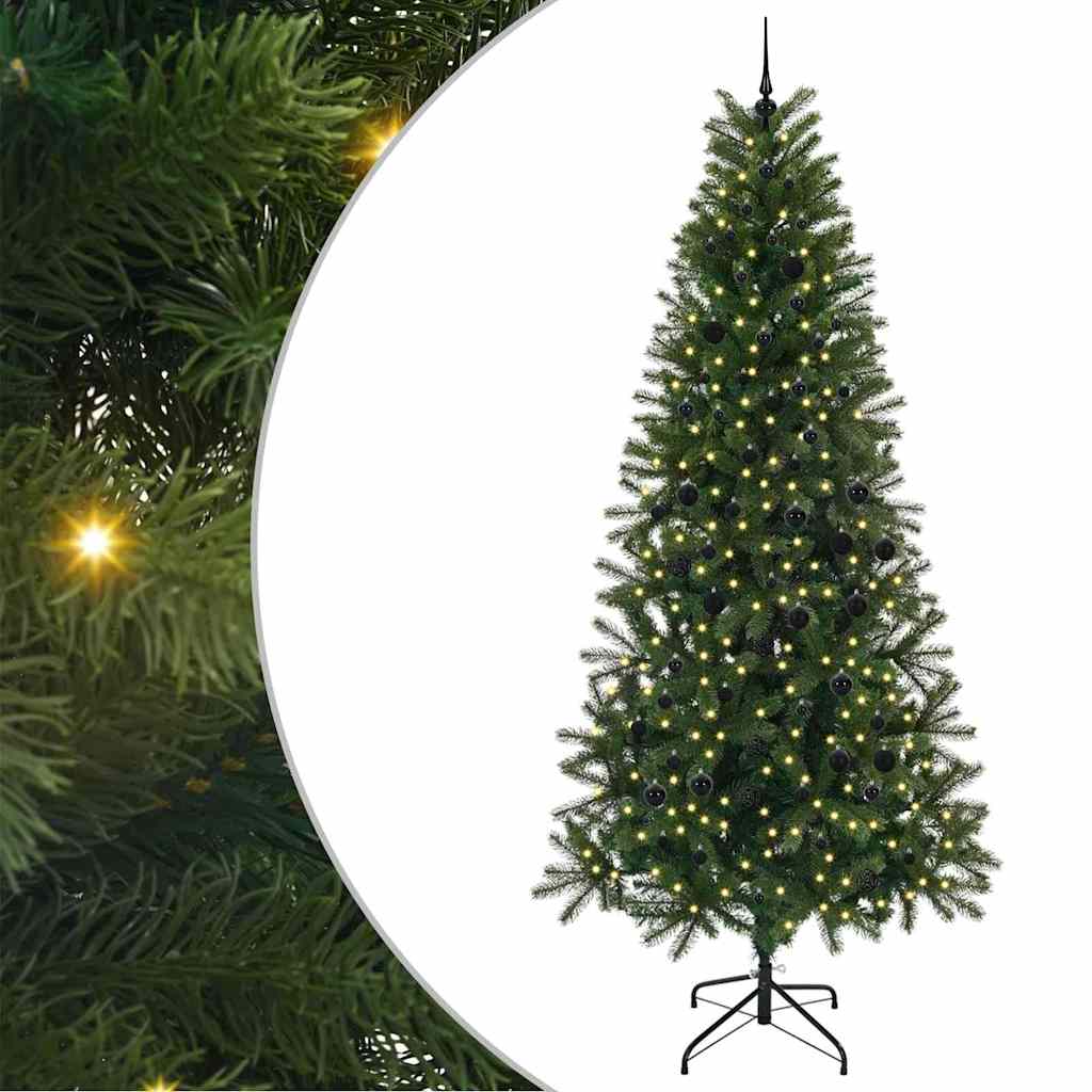 Kunstigt juletræ med 300 LED'er Grøn 240 cm PE og PVC