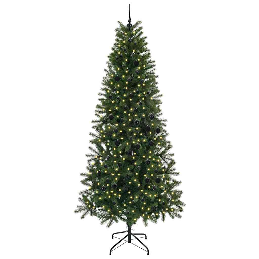 Kunstigt juletræ med 300 LED'er Grøn 240 cm PE og PVC