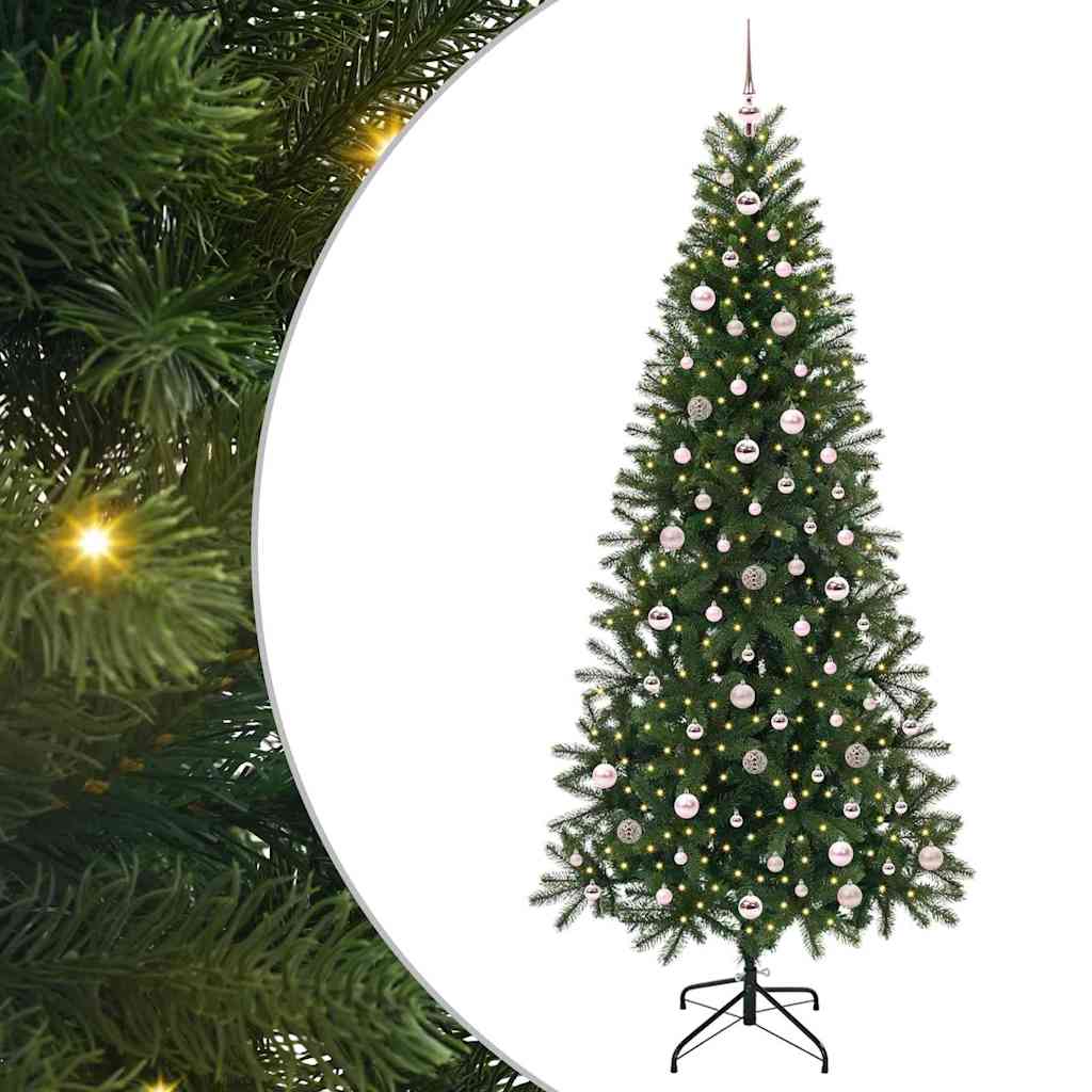Kunstigt juletræ med 300 LED'er Grøn 240 cm PE og PVC