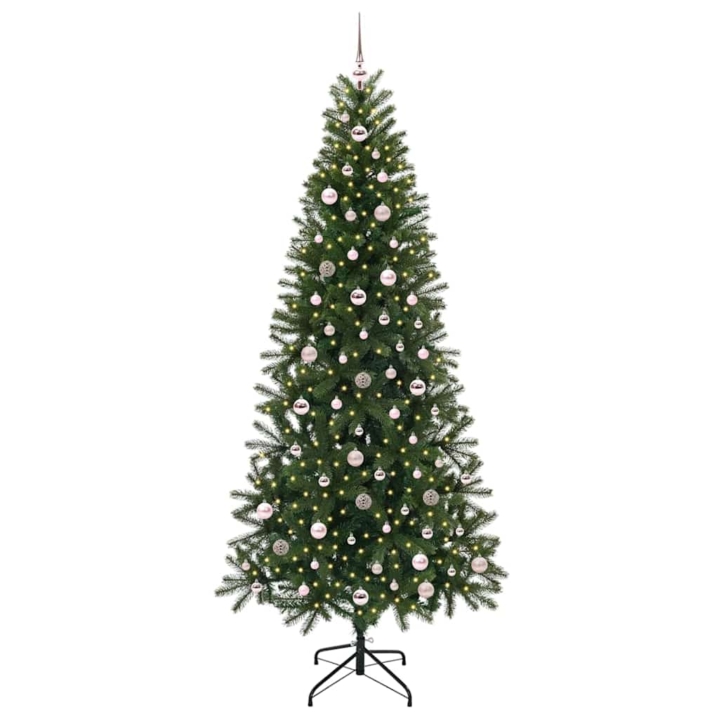 Kunstigt juletræ med 300 LED'er Grøn 240 cm PE og PVC
