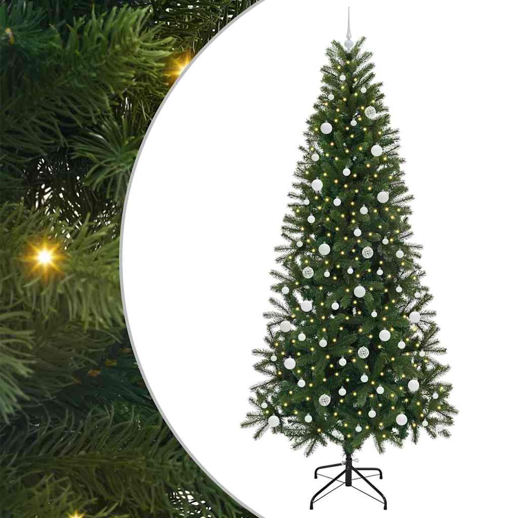 Kunstigt juletræ med 300 LED'er Grøn 240 cm PE og PVC