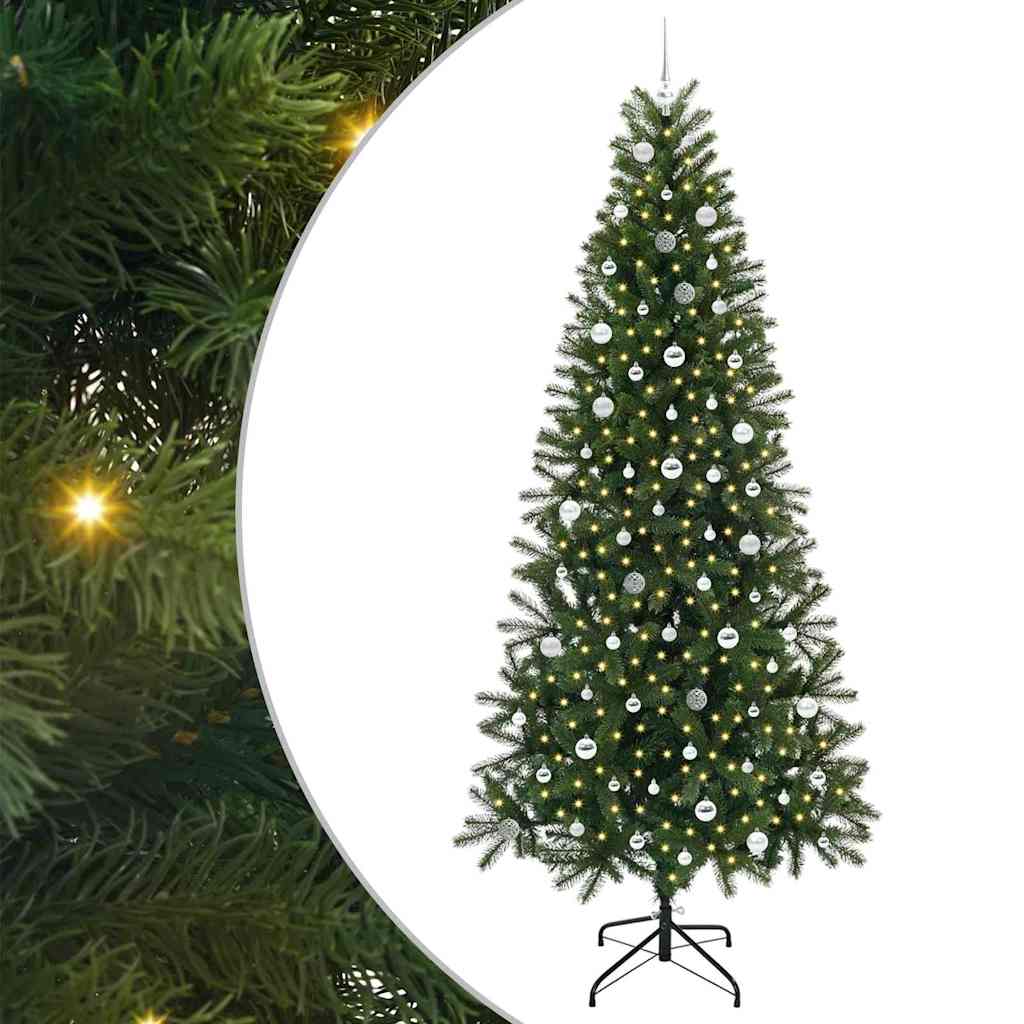 Kunstigt juletræ med 300 LED'er Grøn 240 cm PE og PVC