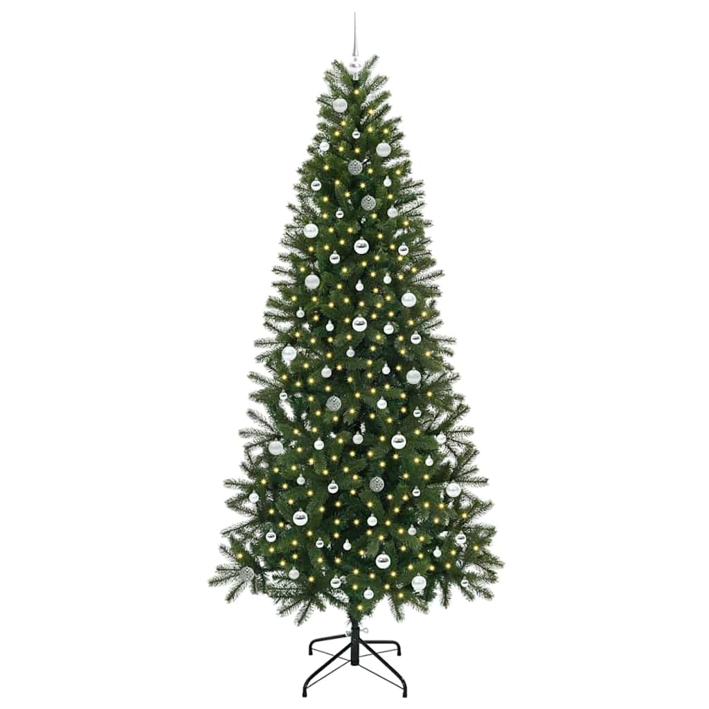 Kunstigt juletræ med 300 LED'er Grøn 240 cm PE og PVC
