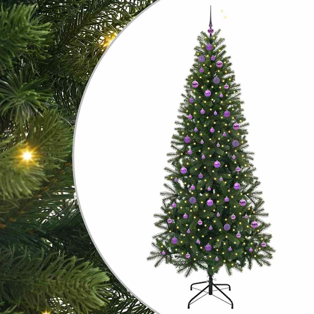 Kunstigt juletræ med 300 LED'er Grøn 240 cm PE og PVC
